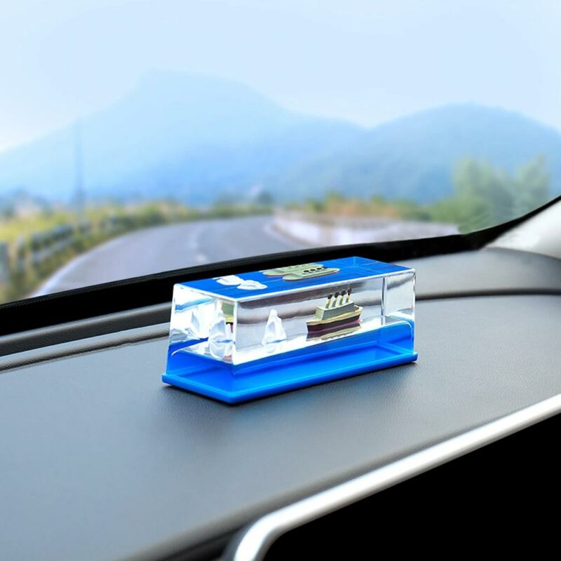 Décoration de Voiture Liquide Flottant Bateau de Croisière Bleu Marine