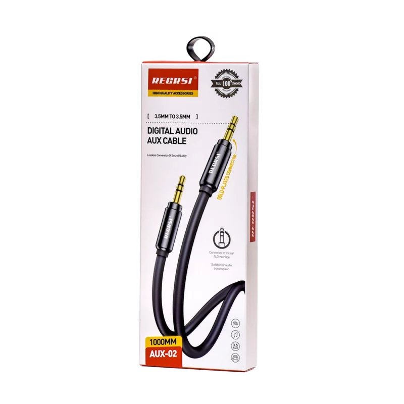 Cable de Audio Auxiliar de 1MT Miniplug 3.5mm RECRSI AUX-02